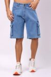 Solid Men Denim Light Blue Denim Shorts