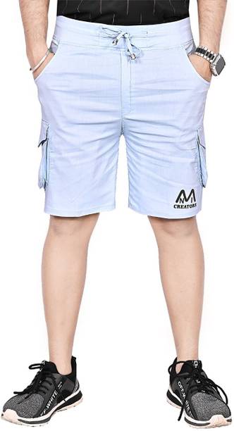 Solid Men Light Blue Basic Shorts