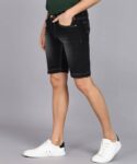 Solid Men Denim Black, Grey Regular Shorts