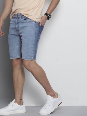 Solid Men Light Blue Denim Shorts