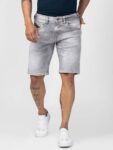 Solid Men Grey Denim Shorts
