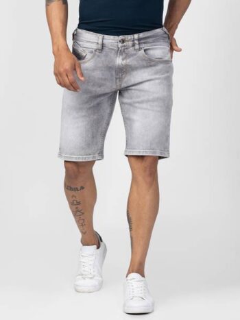 Solid Men Grey Denim Shorts