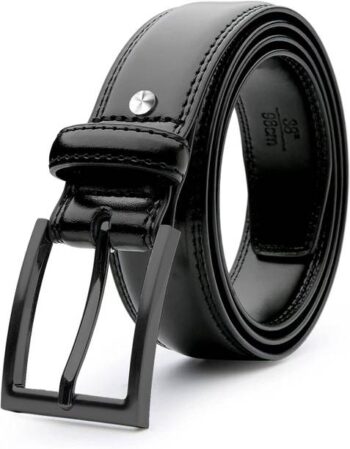 Men Black Artificial Leather Belt