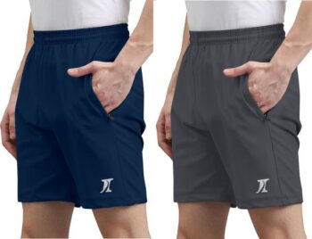 Pack of 2 Solid Men Dark Blue, Dark Grey Regular Shorts