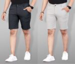 Pack of 2 Solid Men Grey, Black Casual Shorts