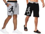 Pack of 2 Printed Men Grey, Black Casual Shorts