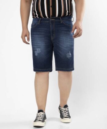 Solid Men Denim Dark Blue Denim Shorts