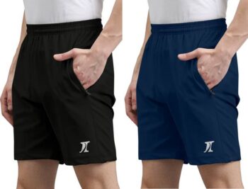 Pack of 2 Solid Men Black, Dark Blue Regular Shorts, SpShorts