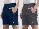 Pack of 2 Solid Men Blue, Dark Grey Casual Shorts