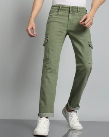 Mens Lightly Washed Straight Jeans