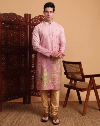 Men Floral Pattern Regular Fit Long Kurta