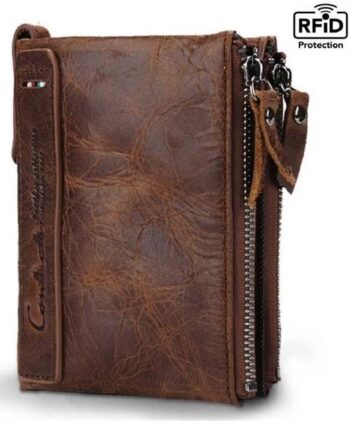 Men Casual Brown Genuine Leather RFID  Wallet - Mini