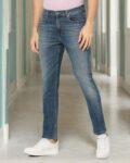 Men Lightly Washed Straight Jeans