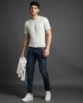 Men Light-Wash Skinny Fit Cropped Jeans