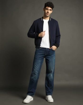 Mens Lightly Washed Straight Fit Jeans