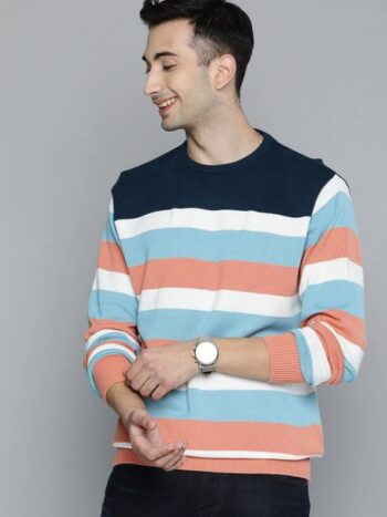 Men Printed High Neck Green Sweater