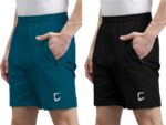 Pack of 2 Solid Men Light Blue, Black Sports Shorts