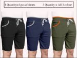 Pack of 3 Solid Men Black, Green, Dark Blue Regular Shorts