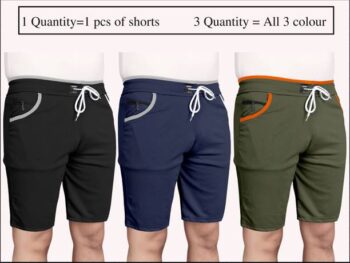 Pack of 3 Solid Men Black, Green, Dark Blue Regular Shorts