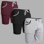 Self Design Men Grey Casual Shorts
