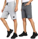 Pack of 2 Self Design Men Silver, Grey Regular Shorts