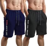 Pack of 2 Printed Men Dark Blue, Black Regular Shorts