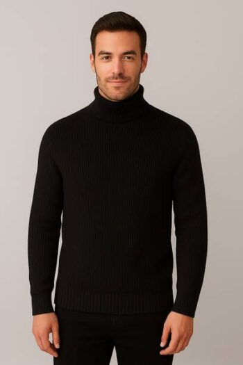 Men Self Design Round Neck Pink Sweater