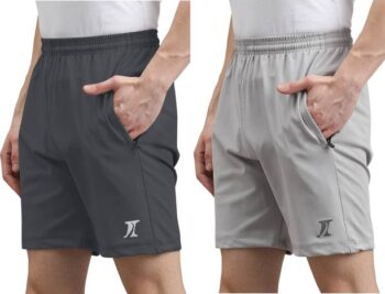 Pack of 2 Solid Men Dark Grey, Grey Regular Shorts