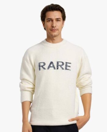 Men Solid Crew Neck White Sweater