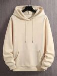 Men Printed Hooded Neck Beige Sweater