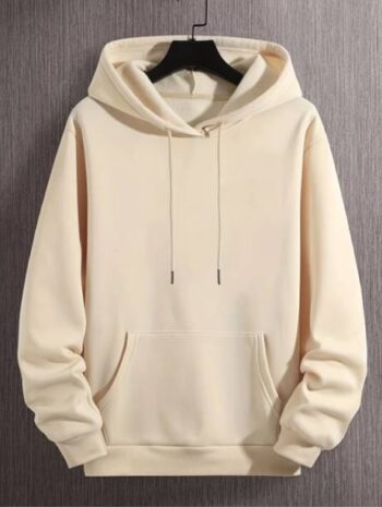 Men Printed Hooded Neck Beige Sweater