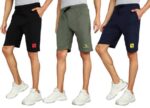 Pack of 3 Self Design Men Black, Green, Dark Blue Regularshorts