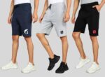 Pack of 3 Self Design Men Blue, Black, Silver Regular Shorts