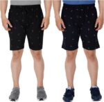 Pack of 2 Printed Men Black Bermuda Shorts