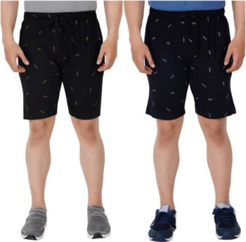 Pack of 2 Printed Men Black Bermuda Shorts