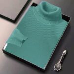 Men Self Design High Neck Maroon Sweater