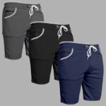 Pack of 3 Solid Men Grey, Black, Dark Blue Casual Short