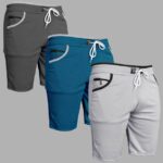 Pack of 3 Solid Men Grey, Light Blue, Silver Casual Shorts