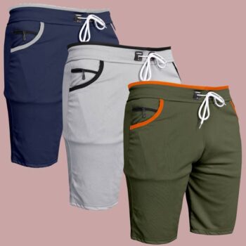 Pack of 3 Solid Men Reversible Multicolor Casual Shorts