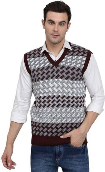 Men Solid Collared Neck Red Sweater