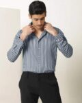 Men Tailored Fit Striped Spread-Collar Shirt