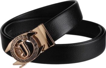 Men Black Artificial Leather, Texas Leatherite Belt