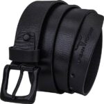 Men Casual Black Genuine Leather Belt