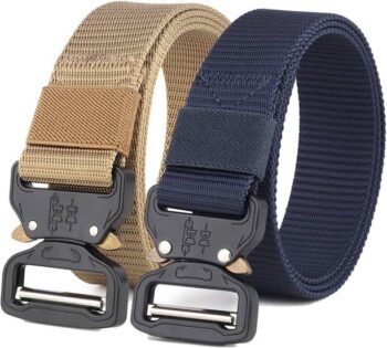 Men Casual, Party Blue, Gold Nylon Belt