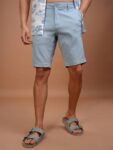 Solid Men Light Blue Chino Shorts