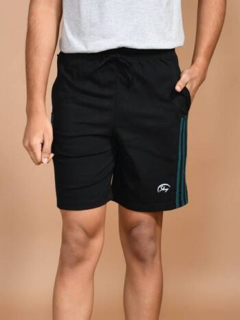 Striped Men Black Casual Shorts