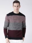 Men Solid Crew Neck Brown Sweater