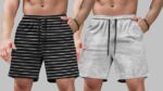 Pack of 2 Self Design Men Dark Grey, Maroon Regular Shorts