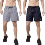 Pack of 2 Solid Men Dark Grey, Green Sports Shorts