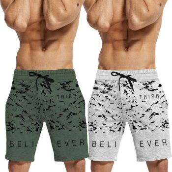 Pack of 3 Solid Men Black, Dark Grey, Light Green Casual Shorts